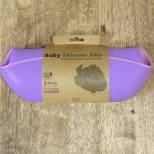 KeaBabies 2-Pack Baby‎ Silicone Bibs, BPA-Free, Pink & Purple, Wide Food Catcher